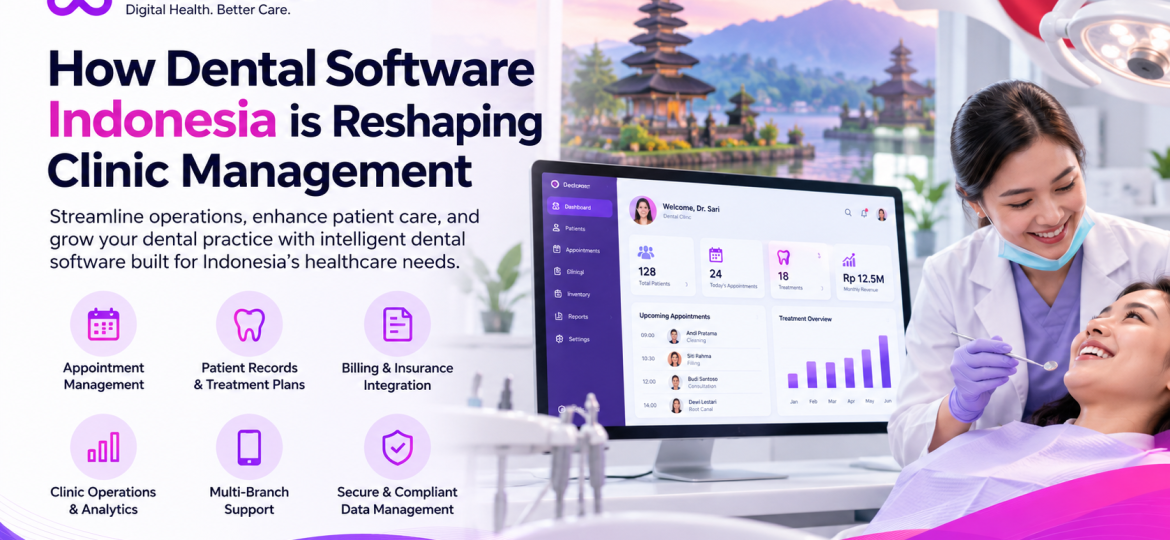Health Cluster dental software in Indonesia for clinic management, patient records, appointment scheduling, billing, and dental practice analytics.