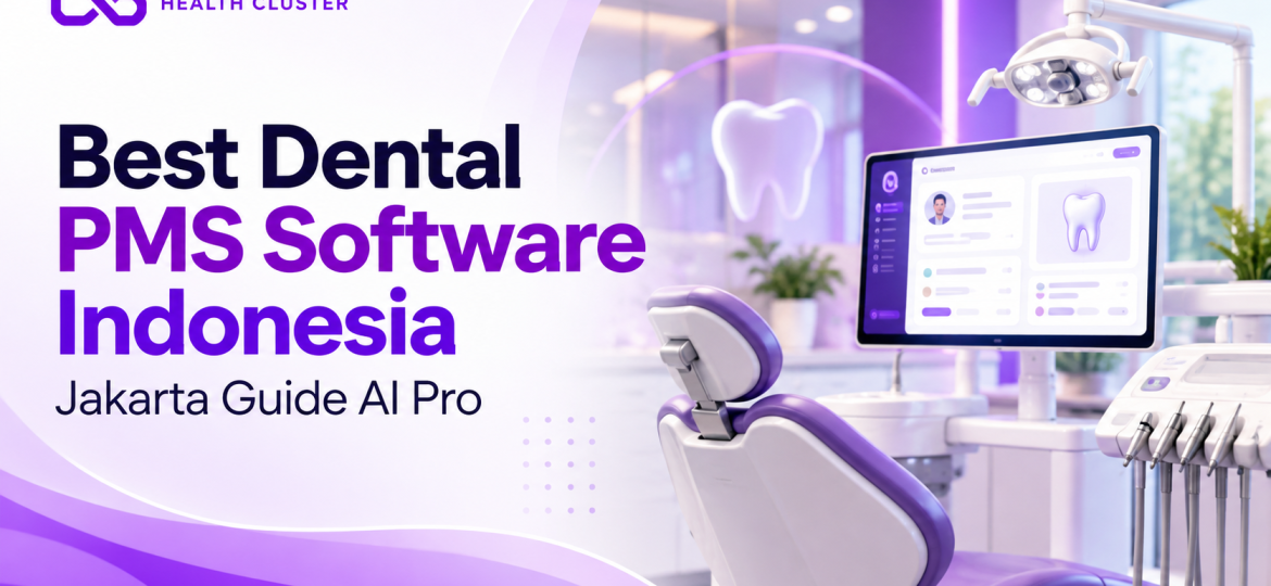 Best Dental PMS Software Indonesia for dental clinics in Jakarta with Health Cluster branding.