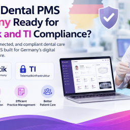 Dental PMS for Germany with gematik and TI compliance, secure digital patient records, and dental practice management software.